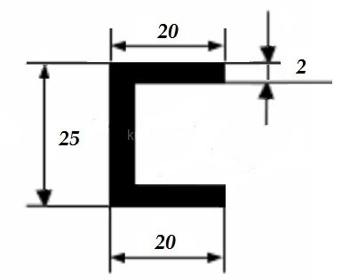 Заказать Швеллер 20х25х20х2 мм из алюминия 3 м 
