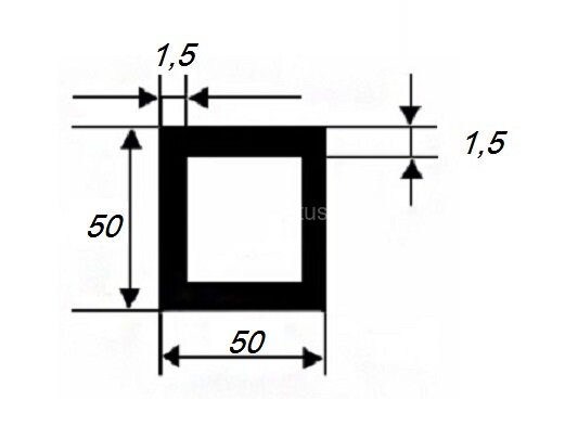 Заказать Бокс квадратный 50х50х1,5 мм из алюминия 3 м Заказать Бокс квадратный 50х50х1,5 мм из алюминия 3 м