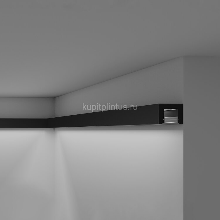 Заказать Черный потолочный плинтус для подсветки NMC Wallstyl IL12 BL 25х20 мм 2 м 