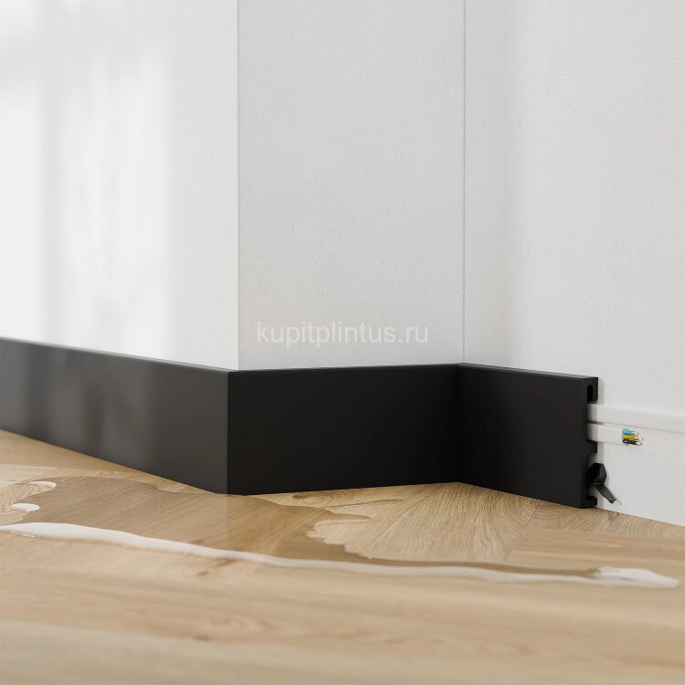 Заказать Напольный плинтус 65 мм SALAG ALPHA Czarny AP66M3 гибридный ПВХ черный 2.2 м (65х18х2200 мм) 