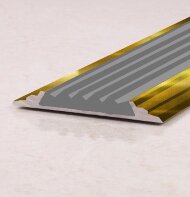 Порог одноуровневый с резиновой вставкой ПО-46 золото глянец - серый 2,7 м Порог одноуровневый с резиновой вставкой ПО-46 золото глянец - серый 2,7 м