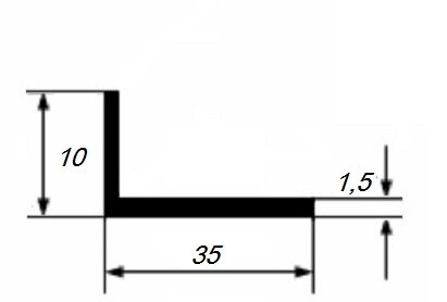 Заказать Уголок из алюминия 10х35х1,5 мм разносторонний 3 м Заказать Уголок из алюминия 10х35х1,5 мм разносторонний 3 м