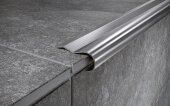 Стальной порог угловой 40х15 мм FCR 15 M сатинированная сталь 2,7 м